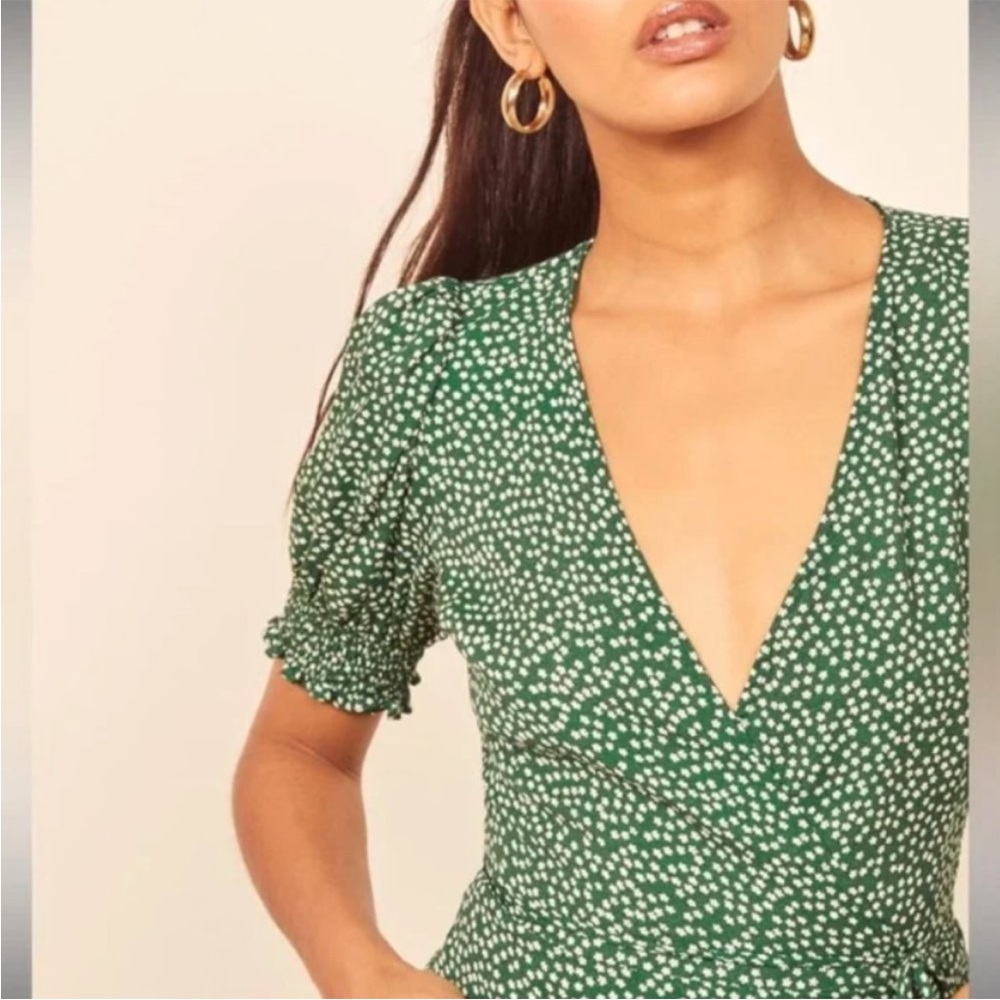 Reformation Green Wrap Blouse Medium